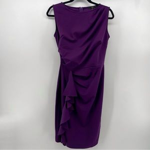 Knitee Draped Ruffle Midi Dress Purple Sleeveless M